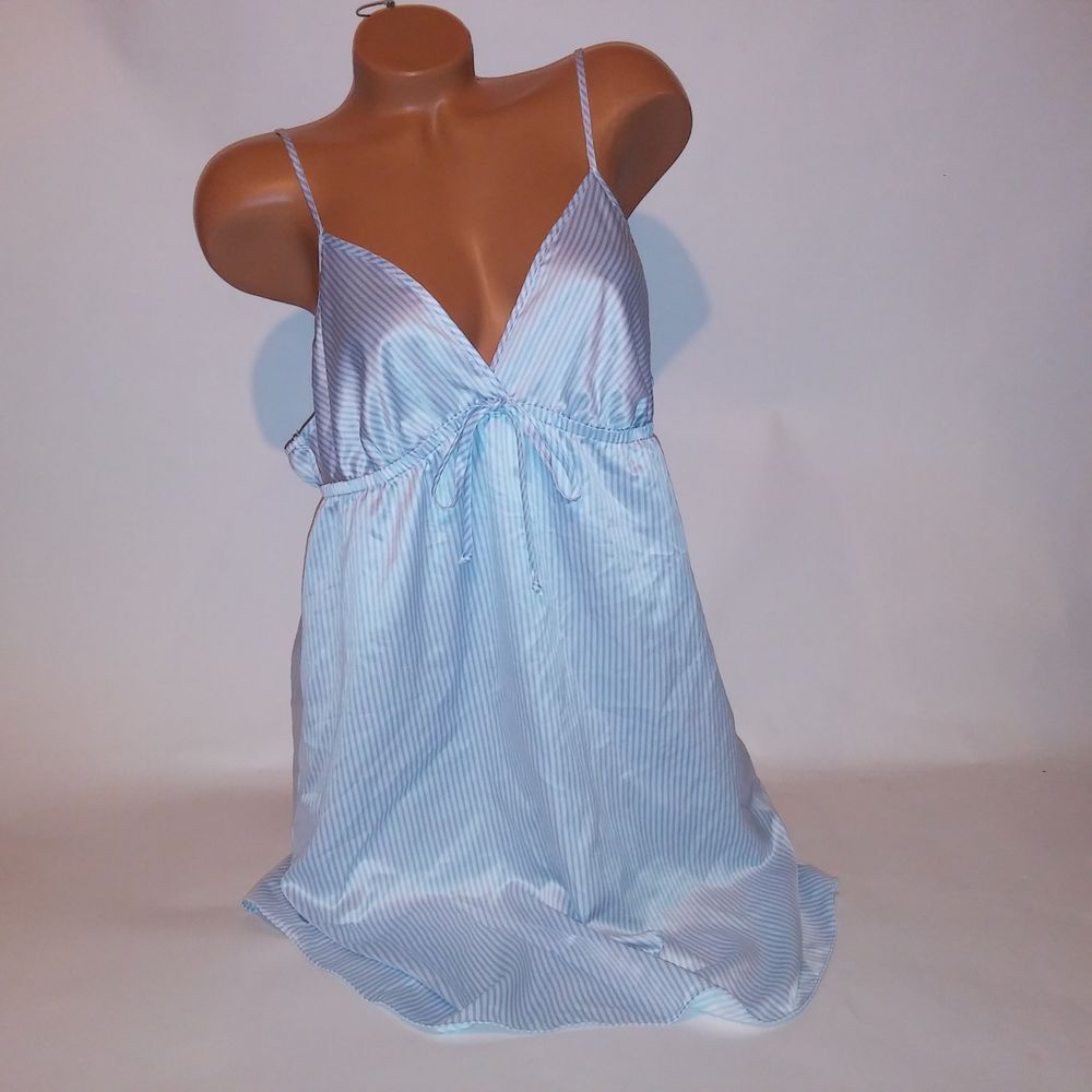 Apt 9 Lingerie Babydoll XL Blue White Stripe Wireless‎